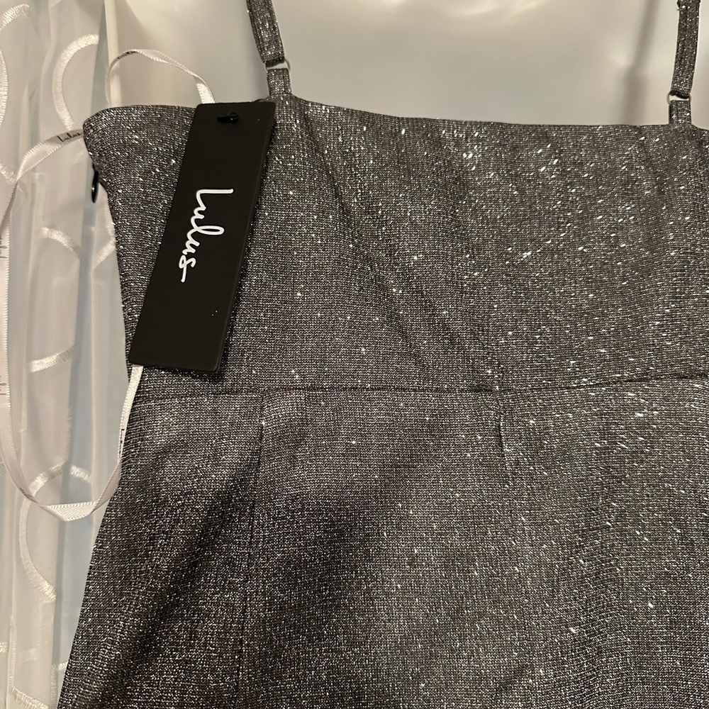 Sparkling Gray Spaghetti strap Dress - Picture 2 of 6